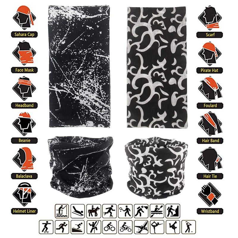 Cutewing Neck Gaiter Masks Tube Scarf,10PCS Seamless Face Covering Tube Bandanas,Black Ourdoor Face Mask Multi Headwear Magic Headband Balaclavas with UV Resistant. - Image 2